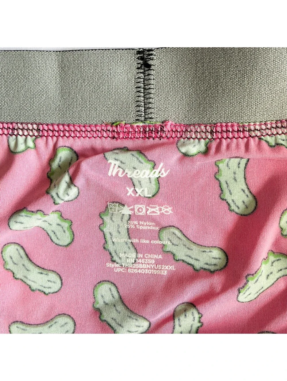 Threads Pink Boxer Briefs with Green Pickle Cartoon Fun Print Mens Size XXL